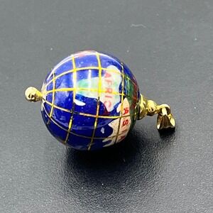 Michael Anthony Vintage 14K Lapis Multii-stone 3D World Globe Pendant Charm 7.4g